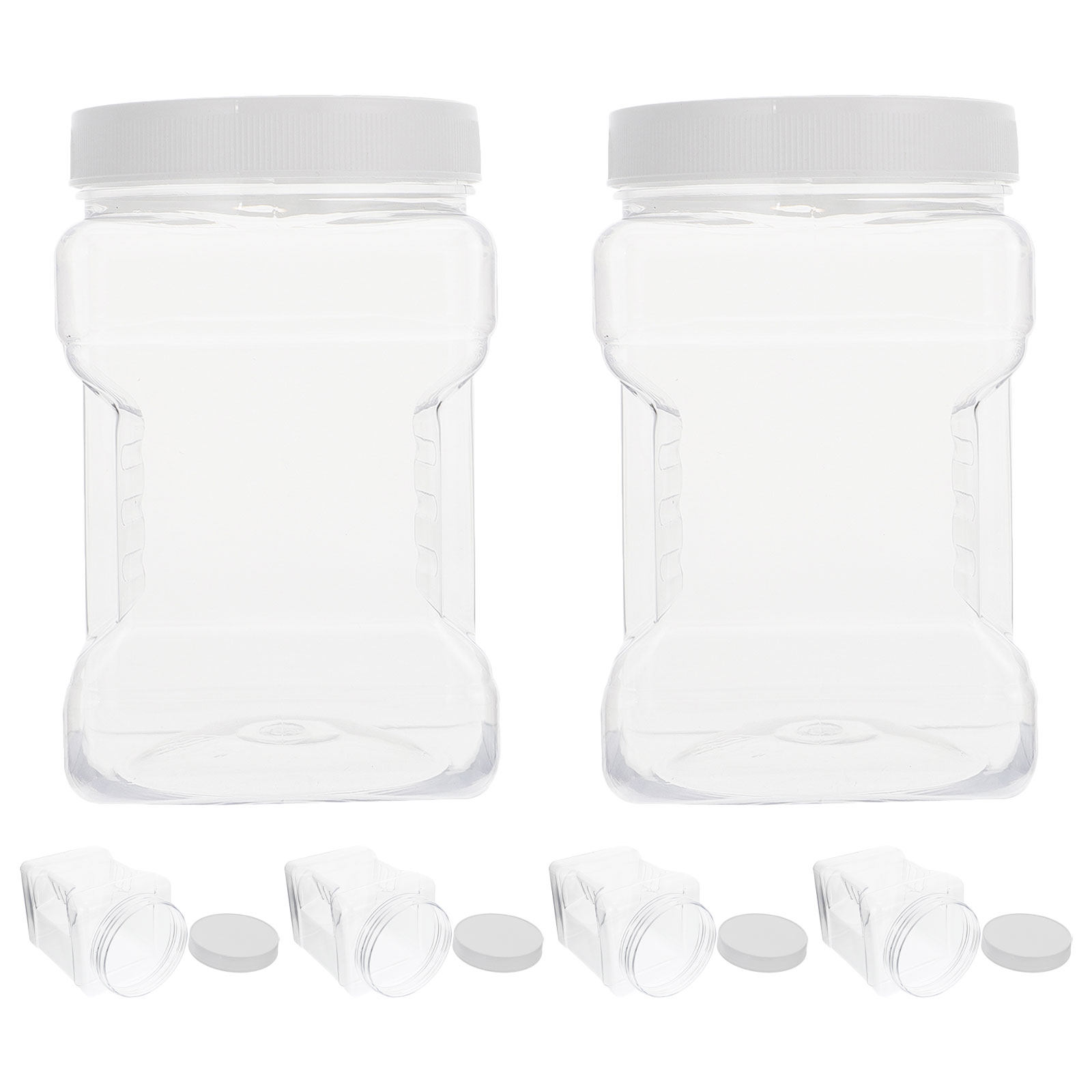 Food Storage Plastic - 6Pcs Transparent Square Canisters Plastic Storage