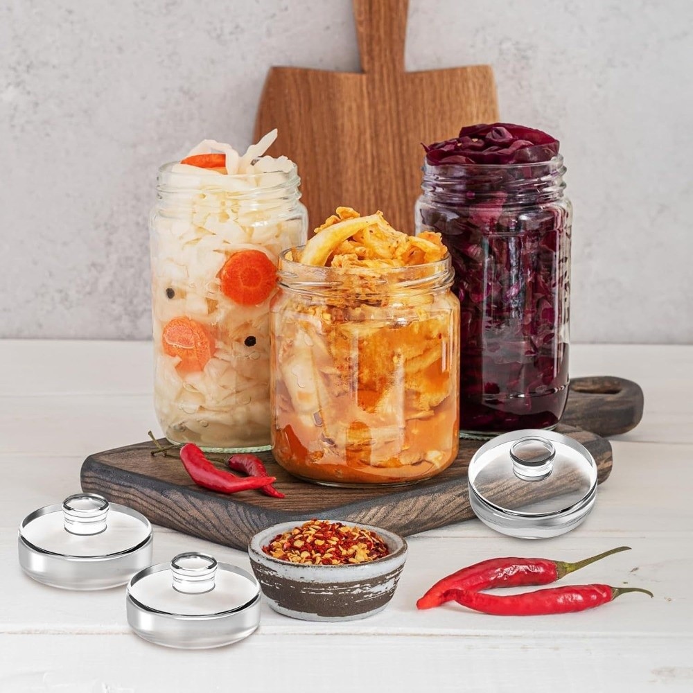 Mason Jar Wide Mouth - Fermented Glass Weights Clear Sealed Wide