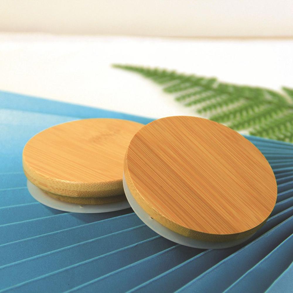 Mason Jar Wide Mouth - Reusable 1/4pcs Natural Bamboo Wood with