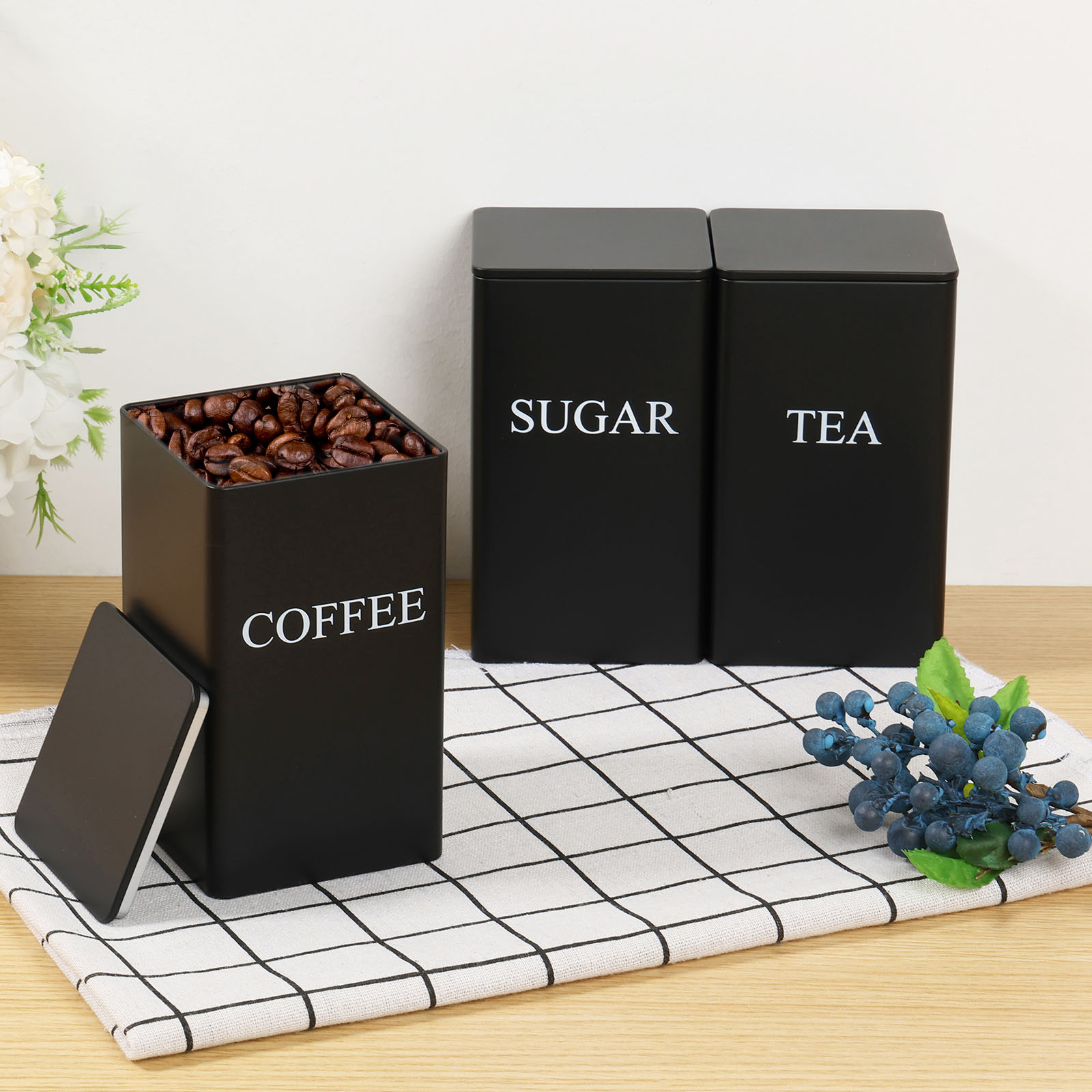 3Pcs Coffee Bean Storage Canis - Food Storage Jars With Lids 评论和价格