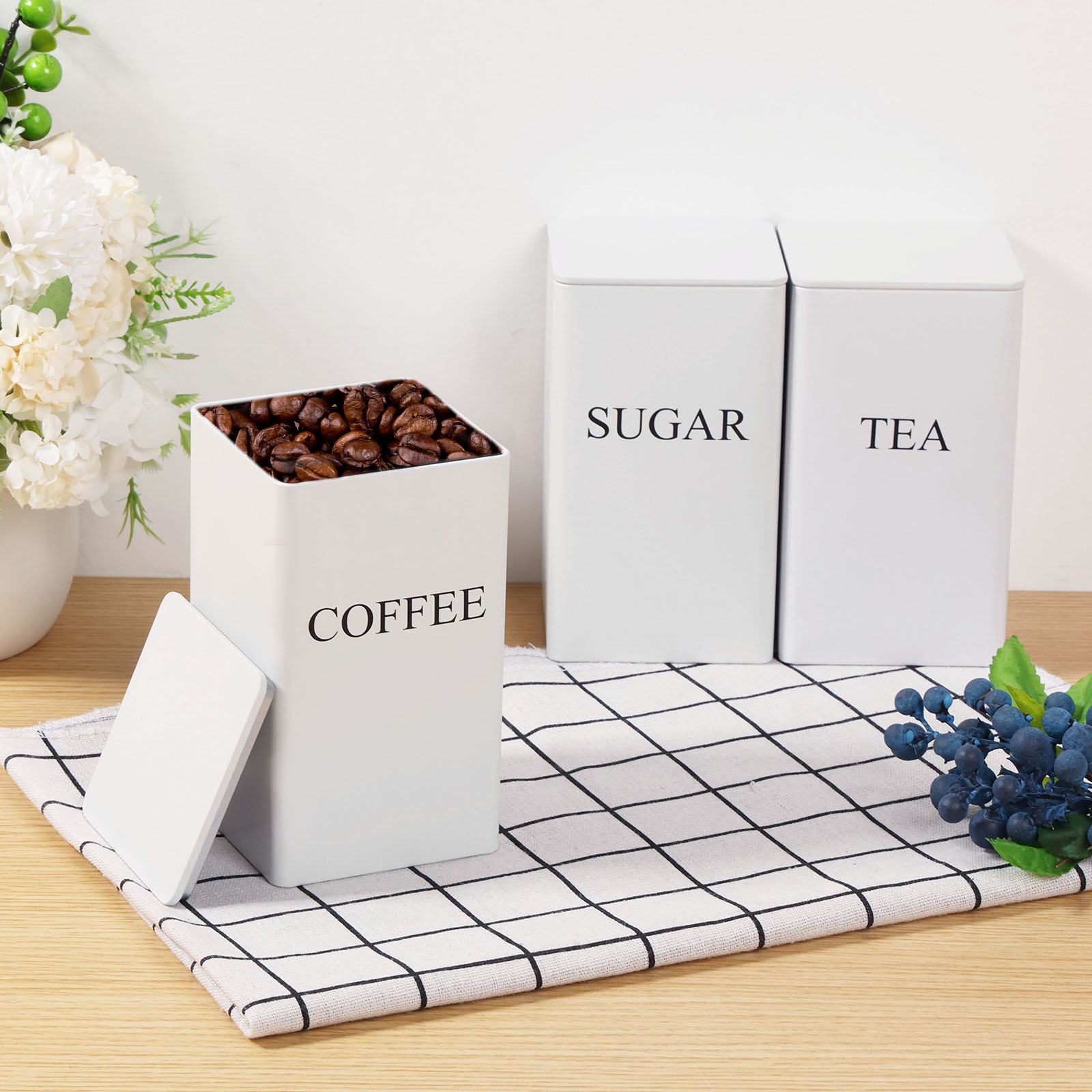 3Pcs Coffee Bean Storage Canis - Food Storage Jars With Lids 评论和价格