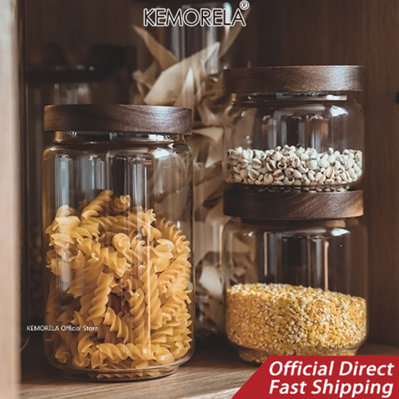 Wood Lid Glass Airtight Canist - Food Storage Jars With Lids 评论和价格