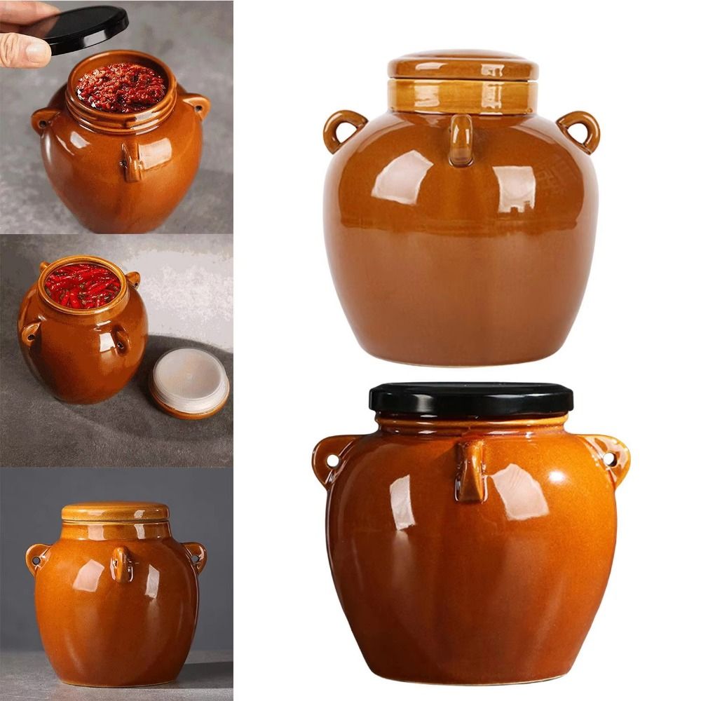 Large Capacity Ceramic Pickle  - Food Storage Jars With Lids 评论和价格