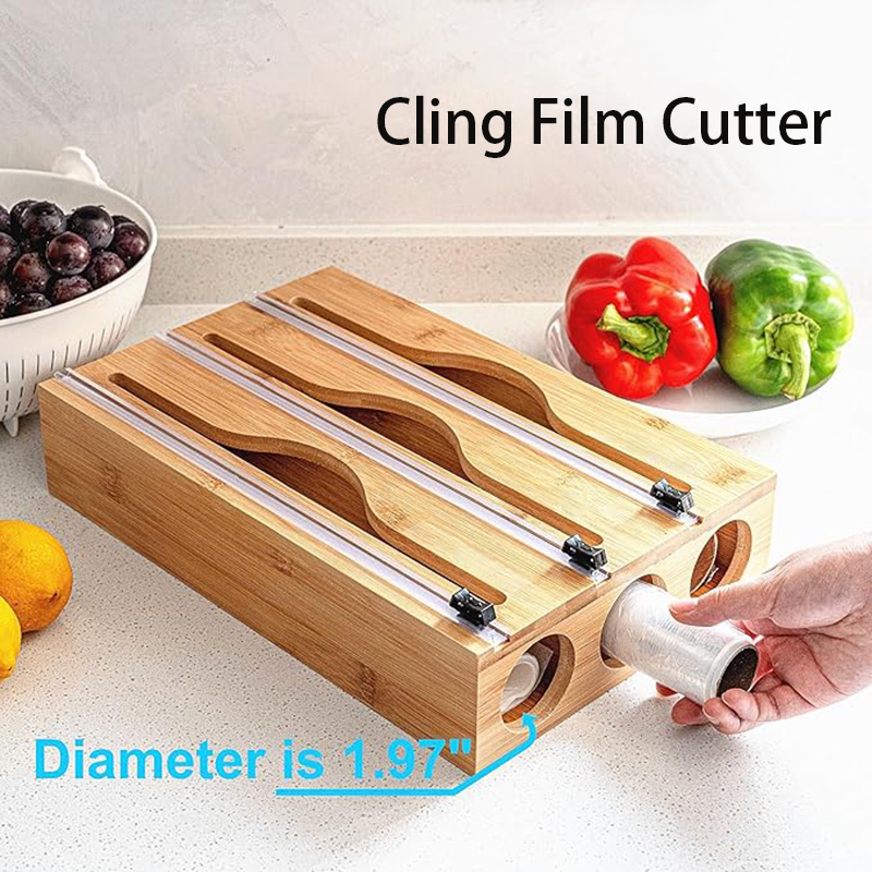3 In 1 Bamboo Foil Cling Film  - Food Storage Cabinet For Kitchen 评论和价格