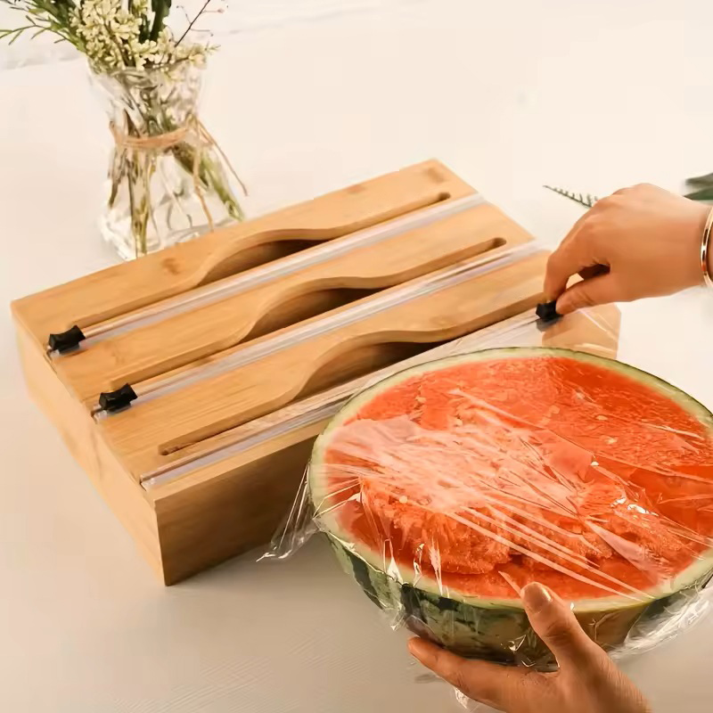 3 In 1 Bamboo Foil Cling Film  - Food Storage Cabinet For Kitchen 评论和价格