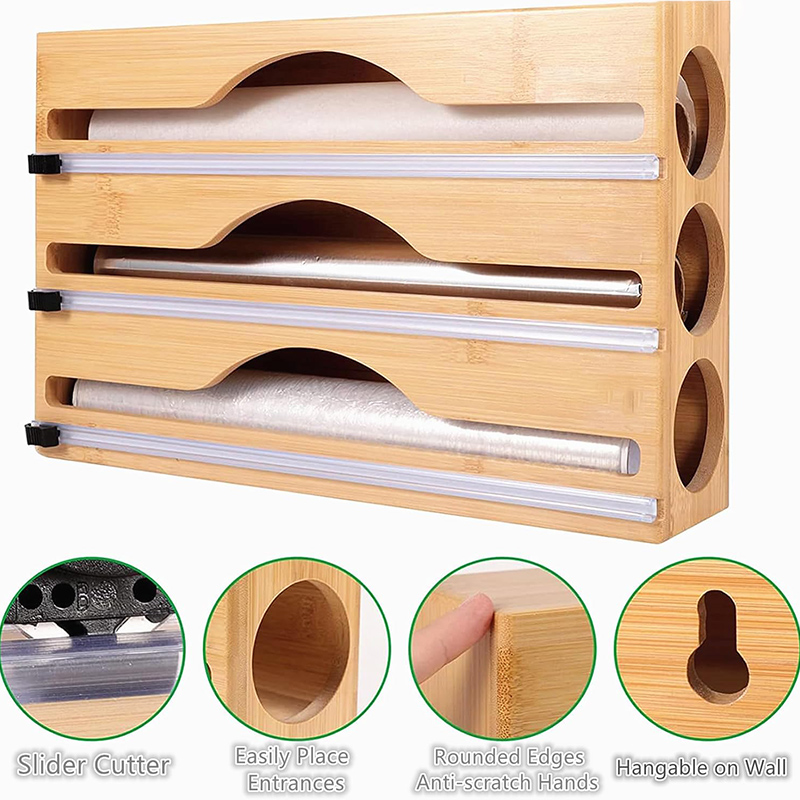 3 In 1 Bamboo Foil Cling Film  - Food Storage Cabinet For Kitchen 评论和价格