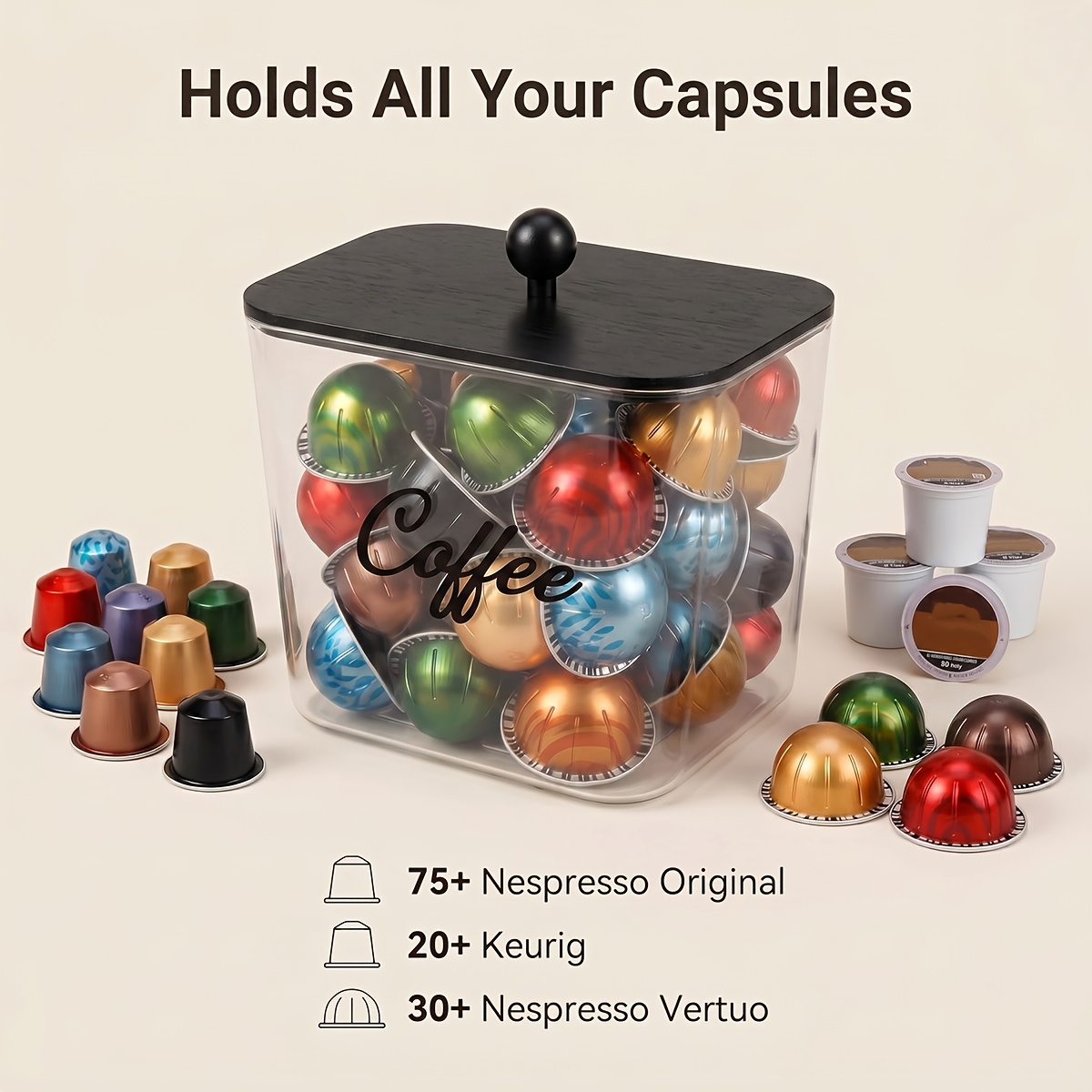 Coffee Pod Holder with Lids Pl - Food Storage Cabinet For Kitchen 评论和价格