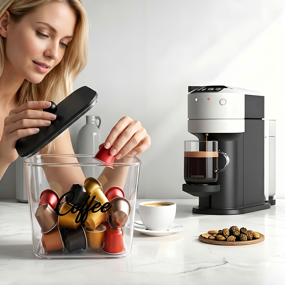 Coffee Pod Holder with Lids Pl - Food Storage Cabinet For Kitchen 评论和价格