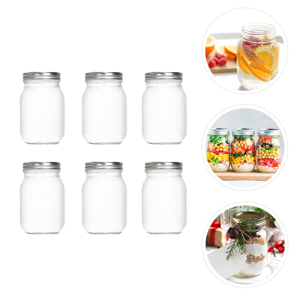 6Pcs Transparent Round Glass J - Food Storage Jars With Lids 评论和价格