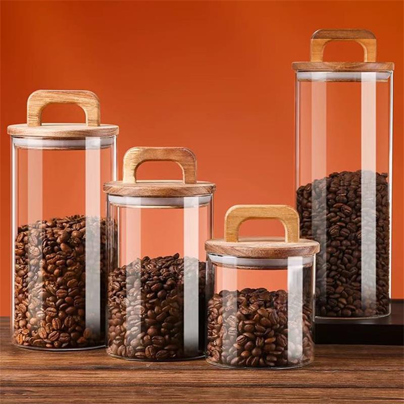 Clear Glass Jar with Bamboo Li - Food Storage Jars With Lids 评论和价格