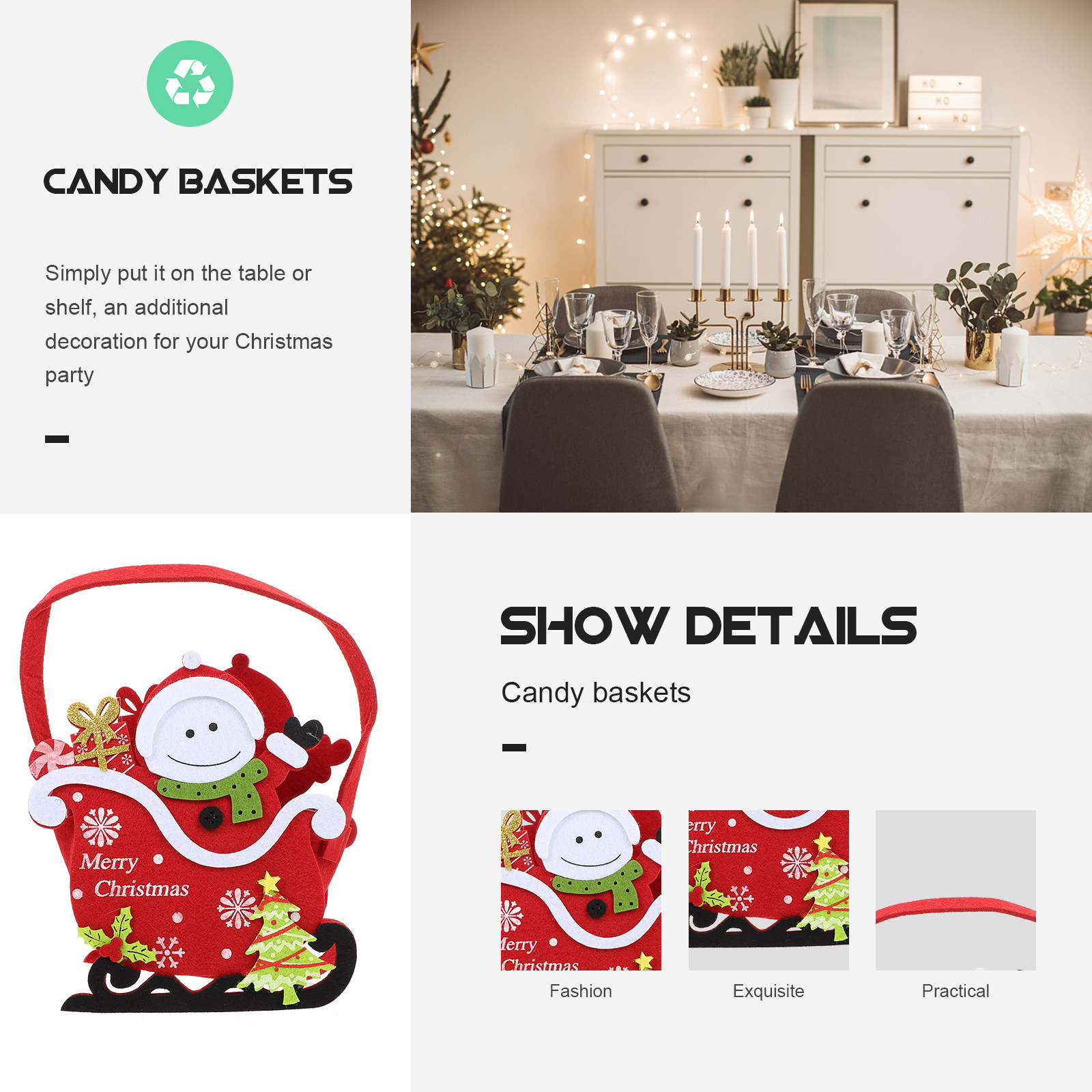 1Pcs Christmas Candy Basket Xm - Xmas Food Storage Containers 评论和价格