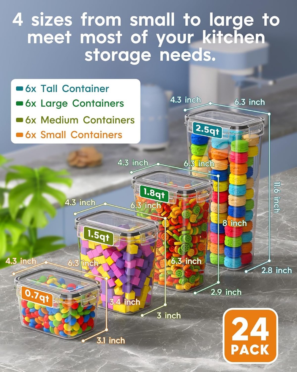 24 PCS Airtight Food Storage C - Food Storage Plastic 评论和价格