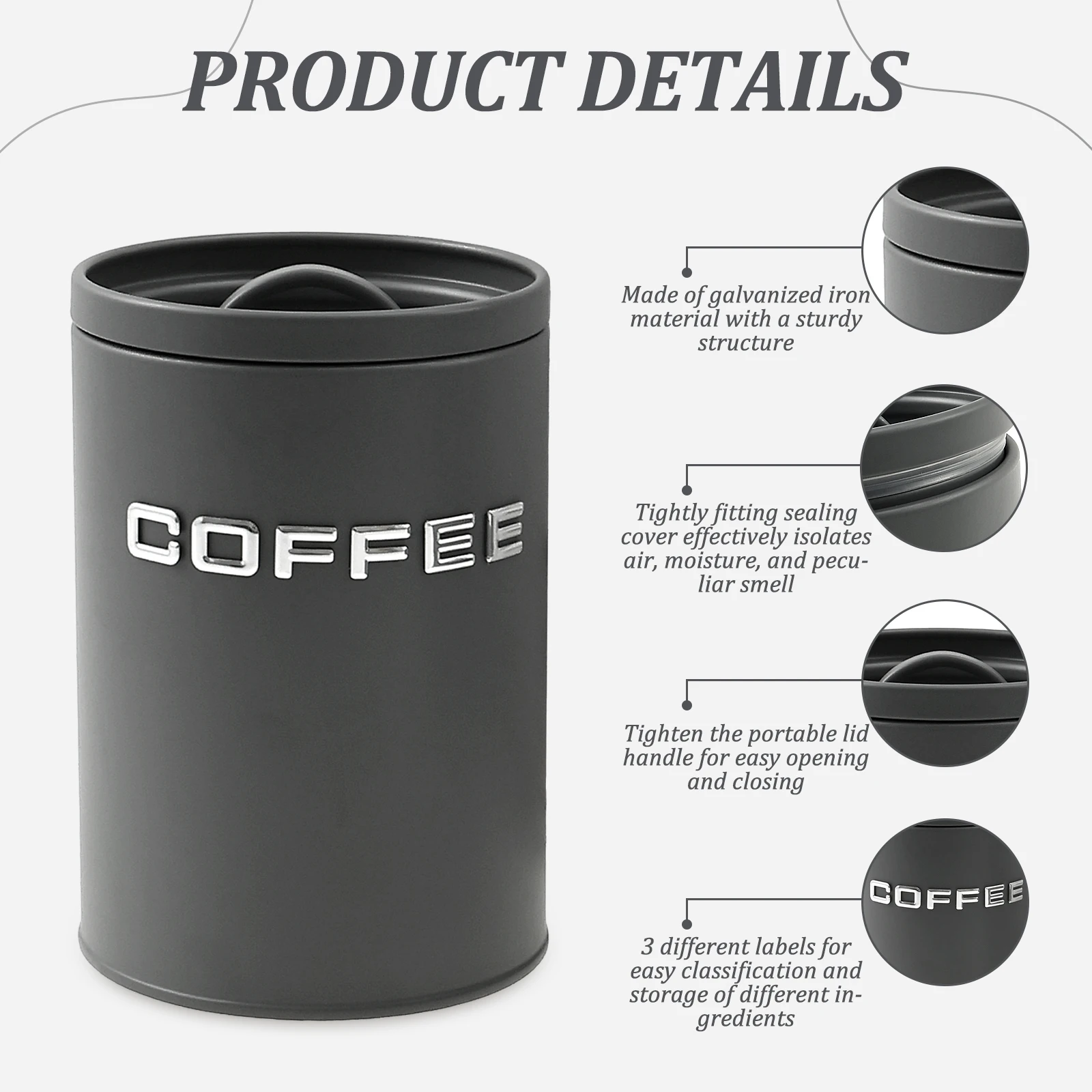 3 Pcs Tea Coffee Sugar Caniste - Food Storage Jars With Lids 评论和价格