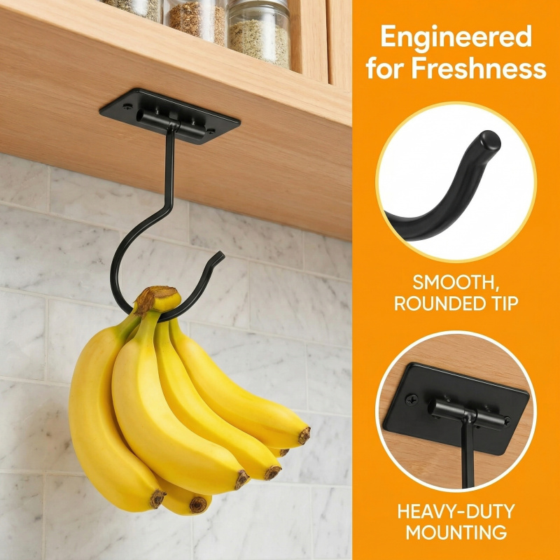 Black Metal Self-Adhesive Bana - Food Storage Organizer 评论和价格