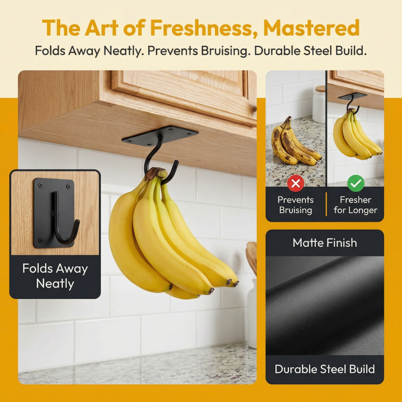 Black Metal Self-Adhesive Bana - Food Storage Organizer 评论和价格