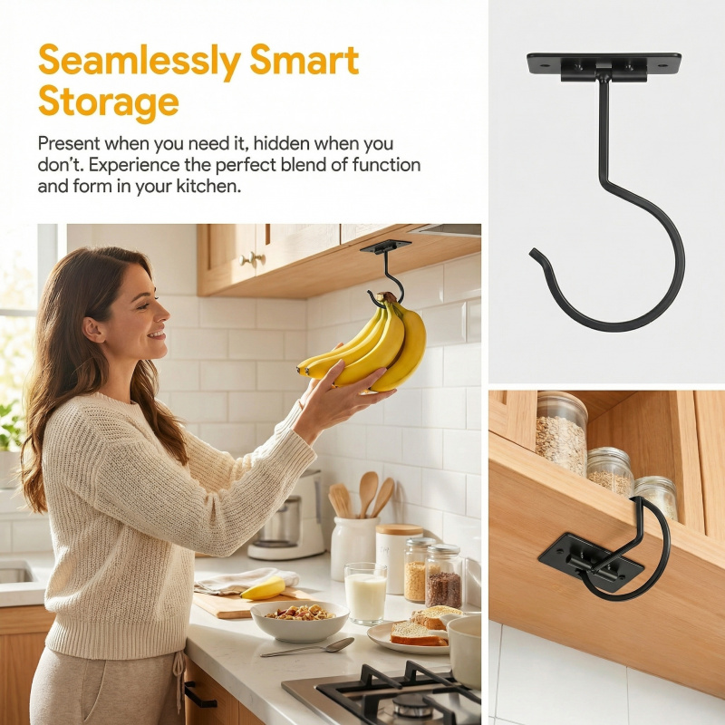 Black Metal Self-Adhesive Bana - Food Storage Organizer 评论和价格